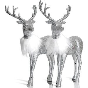 Pack of 2 Deer Figurine Statues Dinner Decorations Centerpiece Mantle - 12"